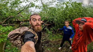 My Bushcraft Shelter Saved our Lives 🌪 (Surviving a Tornado in the Woods)