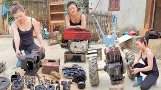 TIMELAPSE : Genius girl repairs construction site excavators and restores many diesel engines