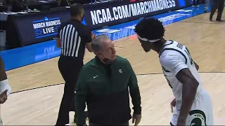 Tom Izzo Gets Into a Heated Discussion With Gabe Brown
