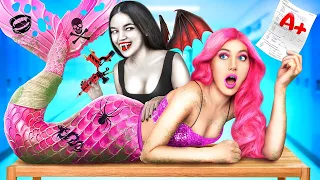 Rich Vampire Vs Broke Mermaid at Vampire School! My New Crush is a Vampire