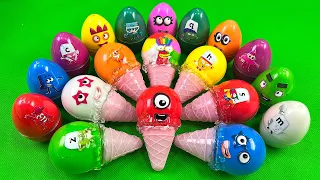 Rainbow Eggs: Cleaning Dirty Colors Numberblocks with CLAY in Ice Cream Cone! Satisfying ASMR Videos