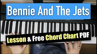 How to play Bennie And The Jets : Easy Piano Lesson With Chord Chart Free PDF