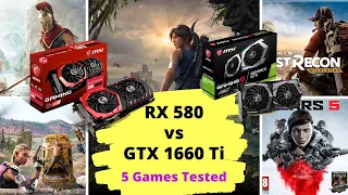 AMD RX 580 vs GTX 1660 Ti - Game Benchmarks with 5 Games