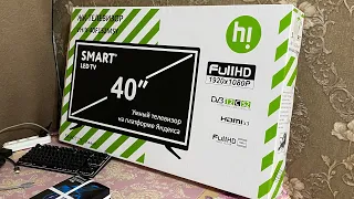 Распаковка очень дешевого телевизора 1920+1080 smart tv за 9990 рублей hi vhix-40f152msy экран 40 д