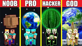 Minecraft Battle: PLANET HOUSE BUILD CHALLENGE - NOOB vs PRO vs HACKER vs GOD / Animation