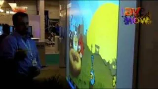 InfoComm 2011: Epson Demos Wall-Mounted BrightLink Interactive Projector with Angry Birds