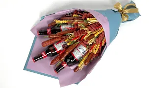 Meat bouquet for men with bottles of beer || Beer bouquet of food DIY || Present