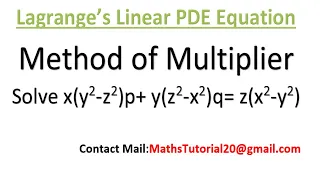 how to solve lagrange's linear PDE equation l Method of Multipliers l Concepts & Examples in tamil