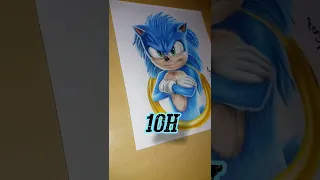 Drawing Sonic in 2 different times| 1h Vs 10h in #shorts