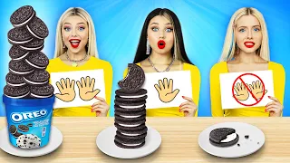 NO HANDS VS ONE HAND VS TWO HANDS EATING CHALLENGE || Funny Food Moments with Girls by RATATA