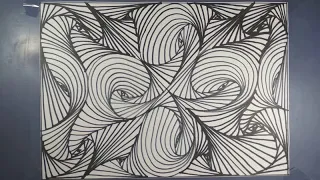 Волны, спиральная техника рисования в стиле зентангл