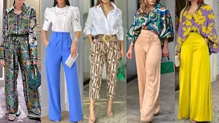 Modernos Pantalones de Moda Mujeres 2024/Combinaciones con blusa de Moda