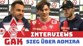 GAK ⚽️ Admira 1 : 0 Interviews mit Messner | Jastremski | Pratl