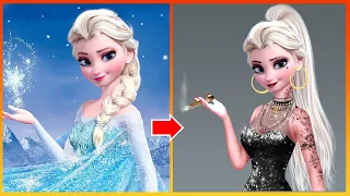 Frozen: Elsa  Glow Up Into Bad Girl - Disney Princesses Transformation