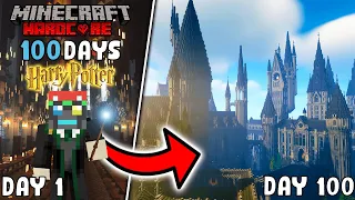 I Spent 100 Days In Minecraft Harry Potter Hogwarts Wizarding World!