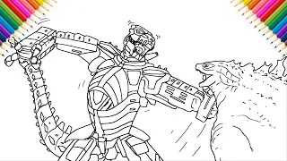 How to Draw Mechagodzilla vs Godzilla | Step by Step