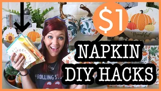 $1 FALL DECOR HACKS | NAPKIN DECOR HACKS | DIY FALL DECOR | FALL DECOR USING NAPKINS