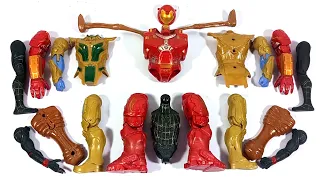 Assemble iron Buster vs Thanos Armor vs Black Spider-Man vs Siren Head Avengers Superhero Toys