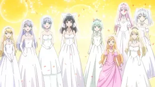 Touya kisses all of his brides(wifes) and his maid's see them in their weding dresses