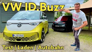 VW ID.Buzz: Erste Fahrt in Deutschland mit Schnellladen und Autobahn-Check | Test | 2022