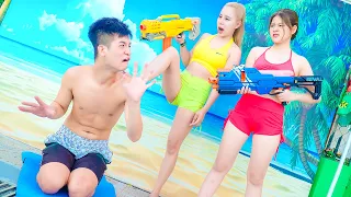 AWESOME JUMPING GIRL PRANK BATTLE NERF DR. Melyna Nerf Guns Squad Crime TRENDING TIKTOK FUNNY PRANK