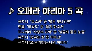 ♪오페라 아리아 5곡 /푸치니 '토스카' 중 '별은 빛나건만' 외 4곡