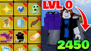 NOOB goes Level 1 - 2450 With ALL PERMANENT FRUITS in Blox Fruits Roblox (Roblox Blox Fruits)