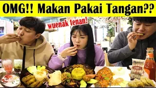 [LAHAP!!] ORANG KOREA KULINERAN INDONESIA PAKAI TANGAN (lalapan ayam, gurami dll) I 손으로 인도네시아 음식 먹기?