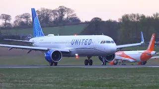 [4K] DELIVERY FLIGHT | United Airlines A321NEO Takeoff at Edinburgh Airport 2024