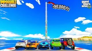 GTA 5: Indian Cars Vs Super Cars | IMPOSSIBLE +90,000ft HIGH Twin Tower jump Challenge | GTA 5 MODS!