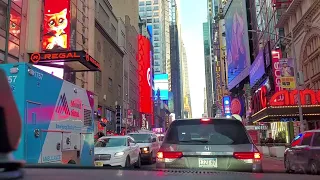 Lincoln Tunnel through Times Square, New York City | 4K Evening Drive