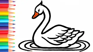 Bolalar uchun oqqush chizish / Drawing a swan for children / Рисование лебедь для детей