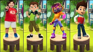 Subway Surfers Run vs Ben 10 Up To Speed Run vs Tag With Ryan vs Paw Patrol Run Gameplay