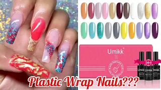 How To: Plastic Wrap Nails Using @MakarttOfficial Polygel + Umikk Gel Polish | Nails by Kamin