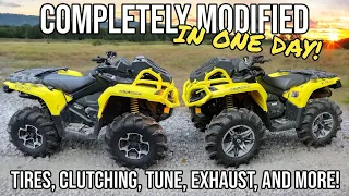 Completely MODIFYING Our Can-Am Outlander XMR In ONE DAY! | Tires, Clutching, Tune, Exhaust and More