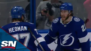 Lightning's Victor Hedman Plays Pinpoint Pass On Brayden Point's Tape To Set Up Breakaway Goal