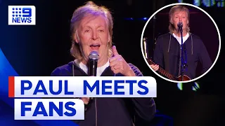 Sir Paul McCartney meets a group of fans before his sold-out concert in Adelaide | 9 News Australia