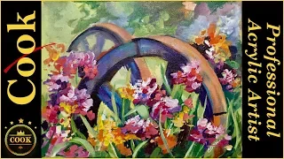 New Way to Paint Iris Flowers and  A Wagon Wheel In a Loose Painting Style