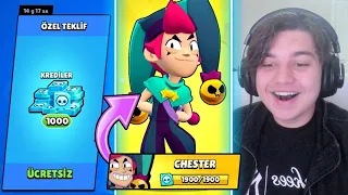 ÜCRETSİZ 1000 KREDİ GELDİ! SONUNDA EFSANEVİ CHESTER'ı AÇTIM! Brawl Stars