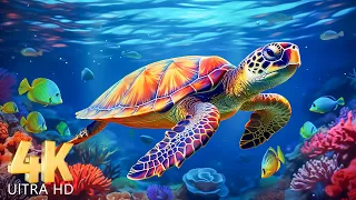 Turtle Paradise 4K 🌊- Coral Reefs & Colorful Sea Life - Relaxing Music