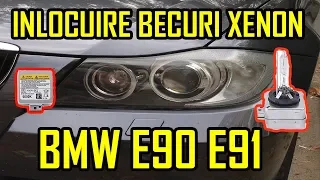 BMW E90 E91 Inlocuire Becuri Xenon HID Fara Demontarea Rotii