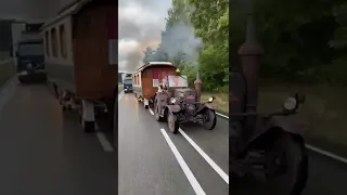 Lanz Bulldog mit Wohnwagen Schnellgang Historisch Festival Panningen 2022 Tractorshow #Shorts