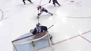 Tomas Tatar gloves puck down, dekes by Korpisalo for terrific goal