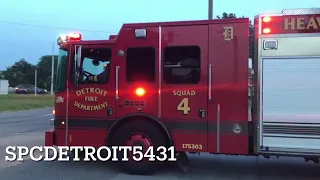 Detroit Fire Department Squad 4 & Medic 7 responding to a commercial box alarm