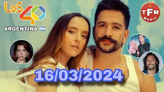 Lista Del 40 al 1 Argentina 🇦🇷 Semana 11 (16/03/2024)