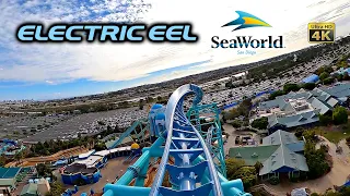 Electric Eel Roller Coaster On Ride Front Seat 4K POV SeaWorld San Diego 2024 02 03
