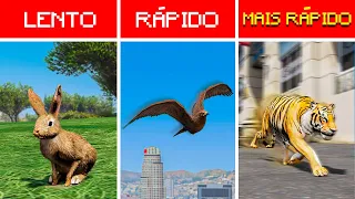 JOGUEI COM ANIMAL MAIS LENTO até ANIMAL MAIS RÁPIDO no GTA 5