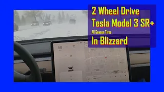 Tesla Model 3 SR+ All Season Tires in Snow Blizzard Slippery Roads