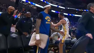 Steph Curry is not happy with himself and kicks a chair in frustration 😐