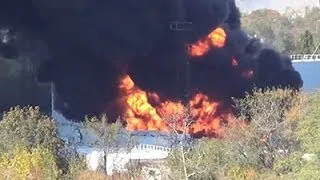 Raw: Huge Fire at Ukraine Airport Amid Fighting